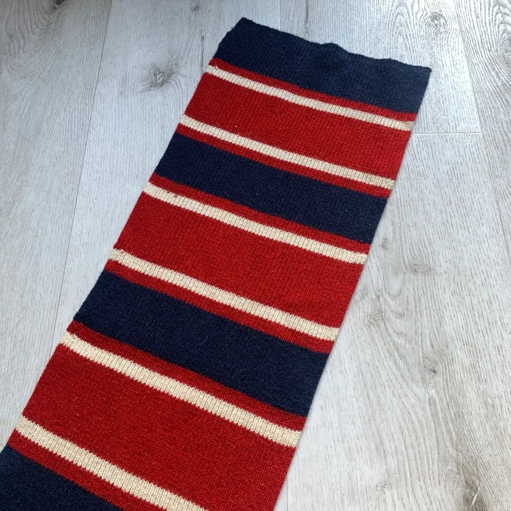 Vintage Abercrombie & Fitch Red and‎ Navy Blue Striped Wool Scar